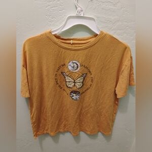 Orange Graphic T-Shirt with Butterfly Design